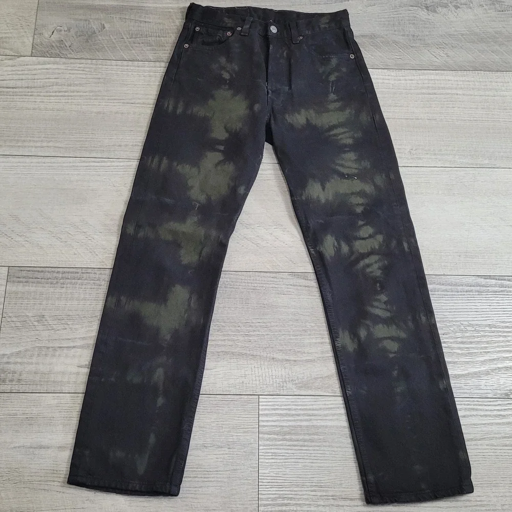 🖤Vintage Levi's XX Black Tie-Dye Jeans Men 27x30 Grunge Punk Camo Made USA 1996
